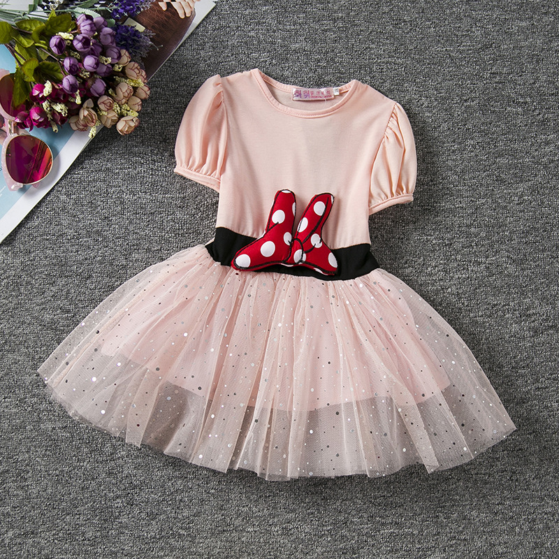 F68097-1 children Minnie  princess dress Girl Sequins Birthday Tutus Dress